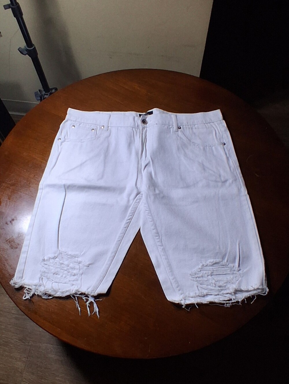 Decibel Distressed Rip Repair Denim Shorts - White Size 42 100% Cotton